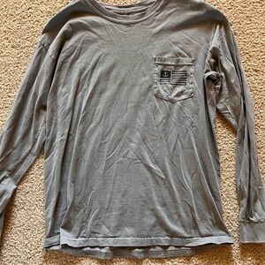Men's Gray Long Sleeve Shirt with Pocket